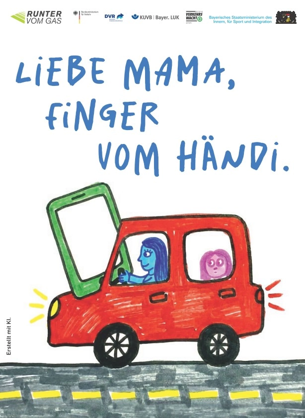 Thema Ablenkung im Straßenverkehr – „Liebe Mama, Finger vom Händi“